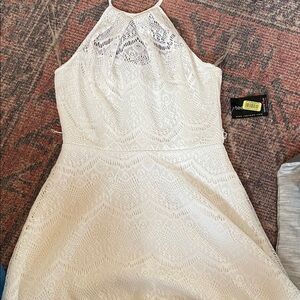 Teeze Me White Lace Backless Dress